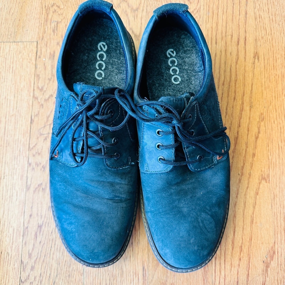 Ecco Shoe Mens 46/11 Turn GTX Nubuck Leather Lace Up Derby Waterproof Black - Picture 1 of 7